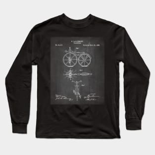 Bicycle Patent - Cycling Cyclist Bike Riding Fan Art - Black Chalkboard Long Sleeve T-Shirt